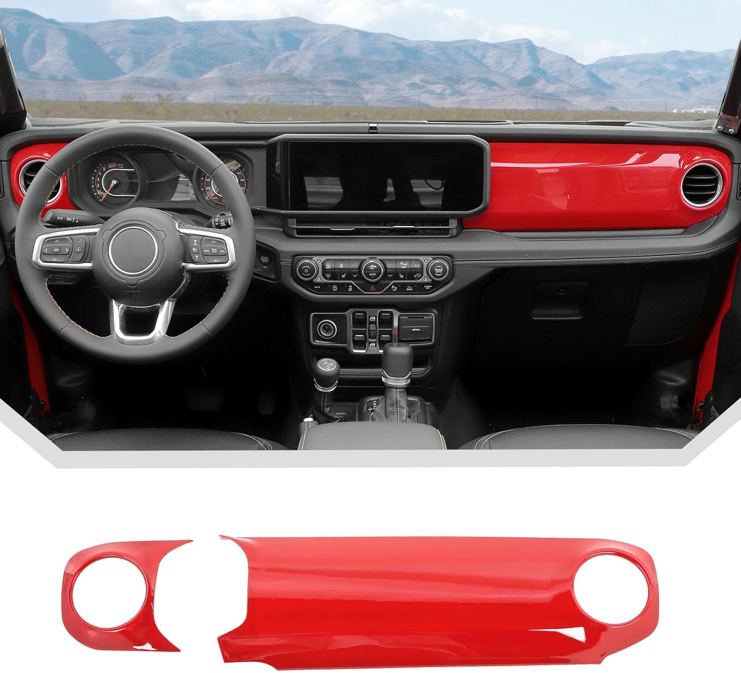 JeCar 2pcs for 2024+ Jeep Wrangler JL Interior Accessories Center Console Dash Panel Cover Trim (Carbon Fiber)