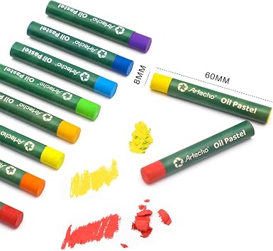 Artecho Oil Pastels Set of 50 Colors (8 x 60 mm) & 50pcs Soft Pastels, 48 Colors Including 4 Fluorescent Colors