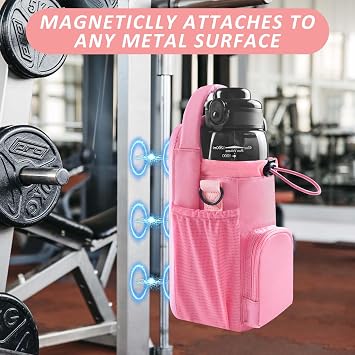 Magnetic Gym Bag for Men and Women, Magnetic Water Bottle Holder for Gym, Small Gym Bag, Gym Gifts for Women and Men (Pink,lt;40 OZ)