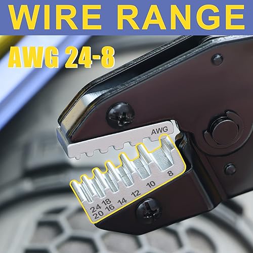Miniatura 3 de haisstronica Herramienta de prensado de virola,24-8 AWG mangas virola trinquete alambre herramienta que prensa