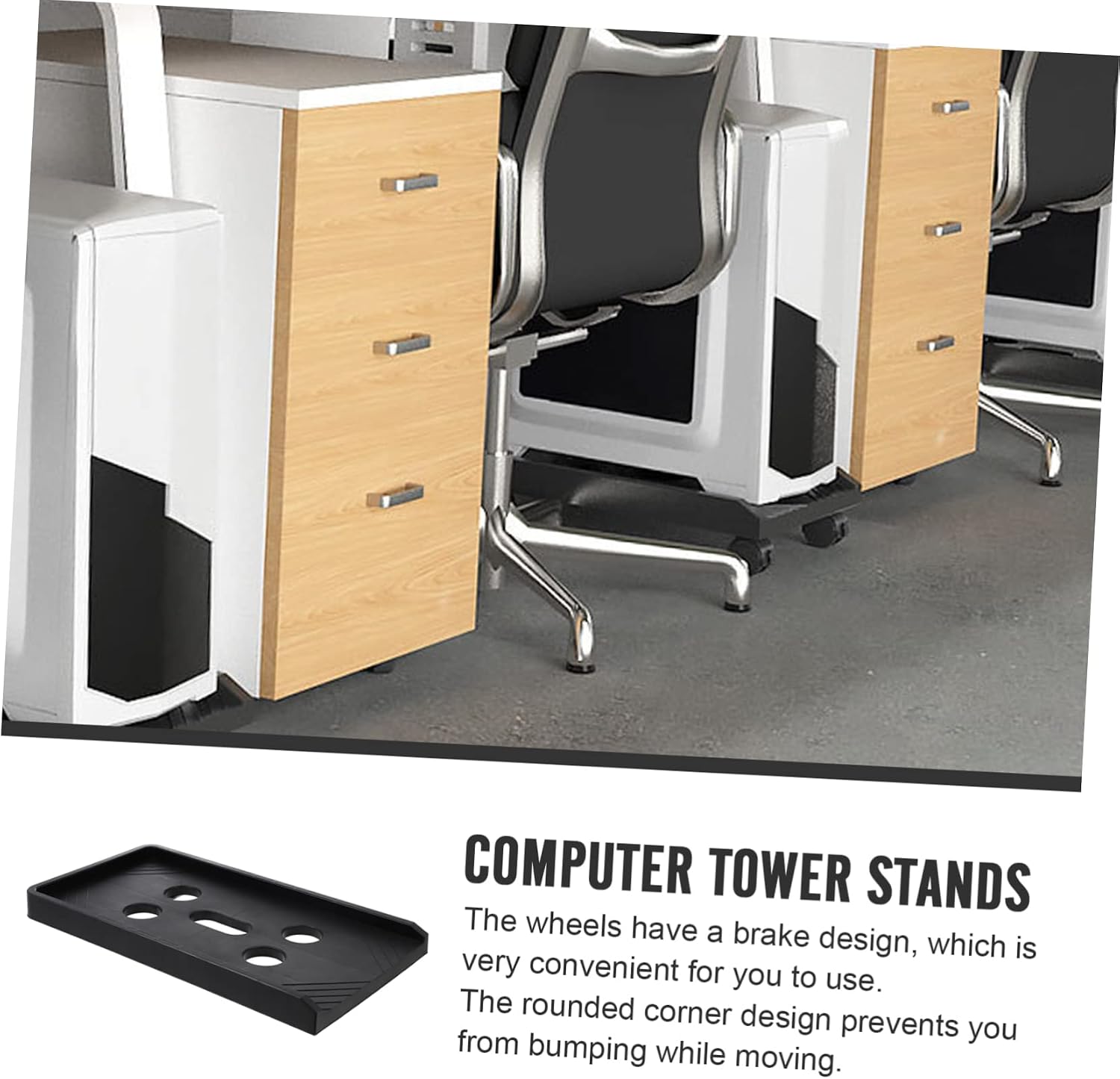 GANAZONO Mobile CPU Stand Wheels Movable Computer Tower Holder Cart for Efficient Organization and Convenient Mobility for Home and Office Use