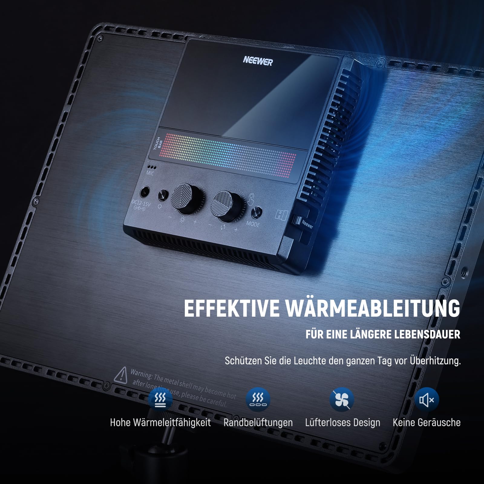 NEEWER GL1C RGB 15.5" Key Light, 48W LED Panel Licht, weiches Videoleuchte Streaming Gaming Videokonferenzen mit 2,4 G PC/Mac iOS/Android APP/WiFi/Stream Deck Steuerung, 2900K–7000K, 18 Szenen