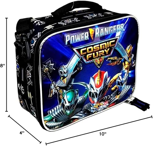 Miniatura 4 de Power Rangers Power Rangers - Lonchera estilo ataque, color rojo, patrón de dibujos animados, rectangular, cierre de cremallera, correa de hombro