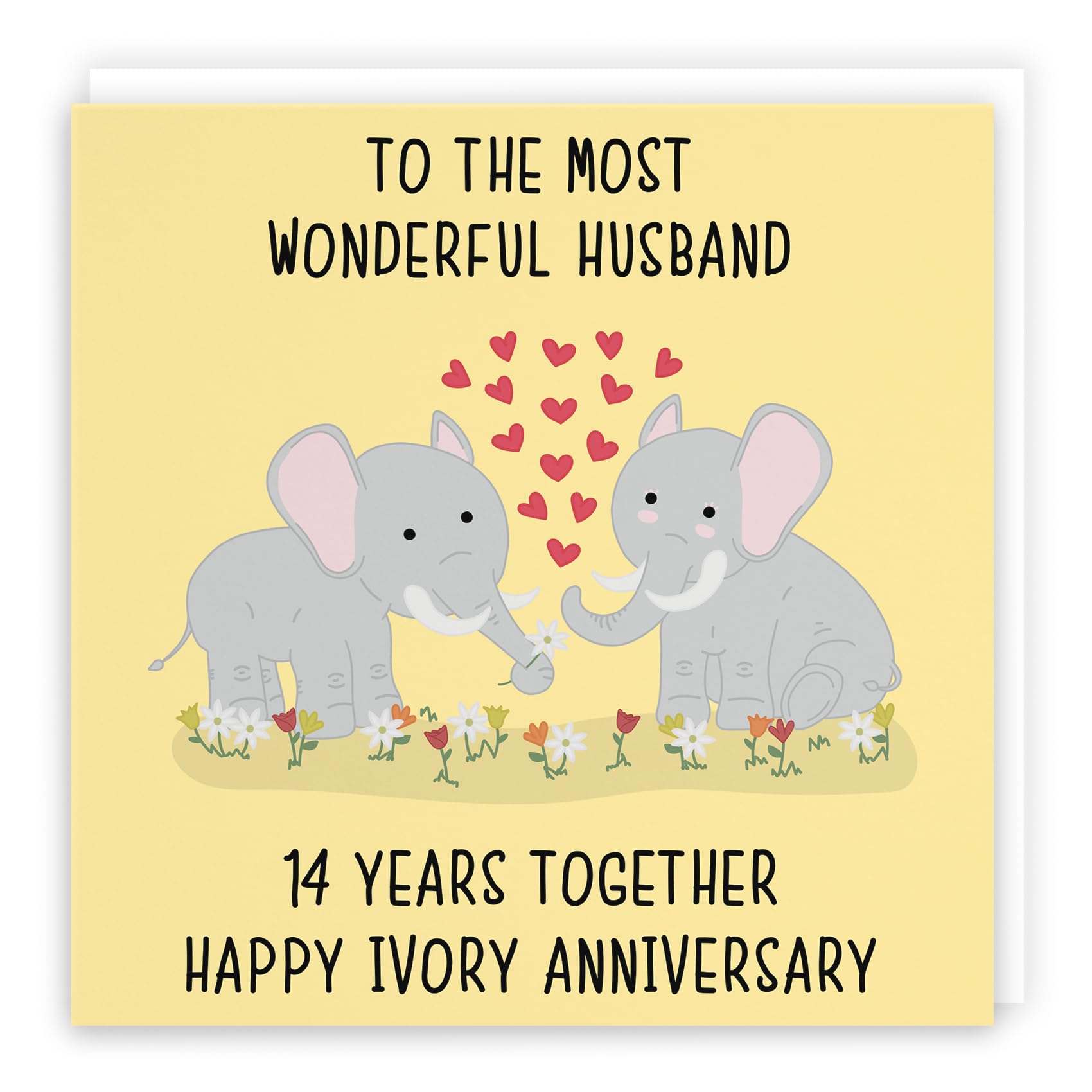 Hunts England, Husband 14th Anniversary Card, To The Most Wonderful Husband, 14 Years Together, Happy Ivory Anniversary