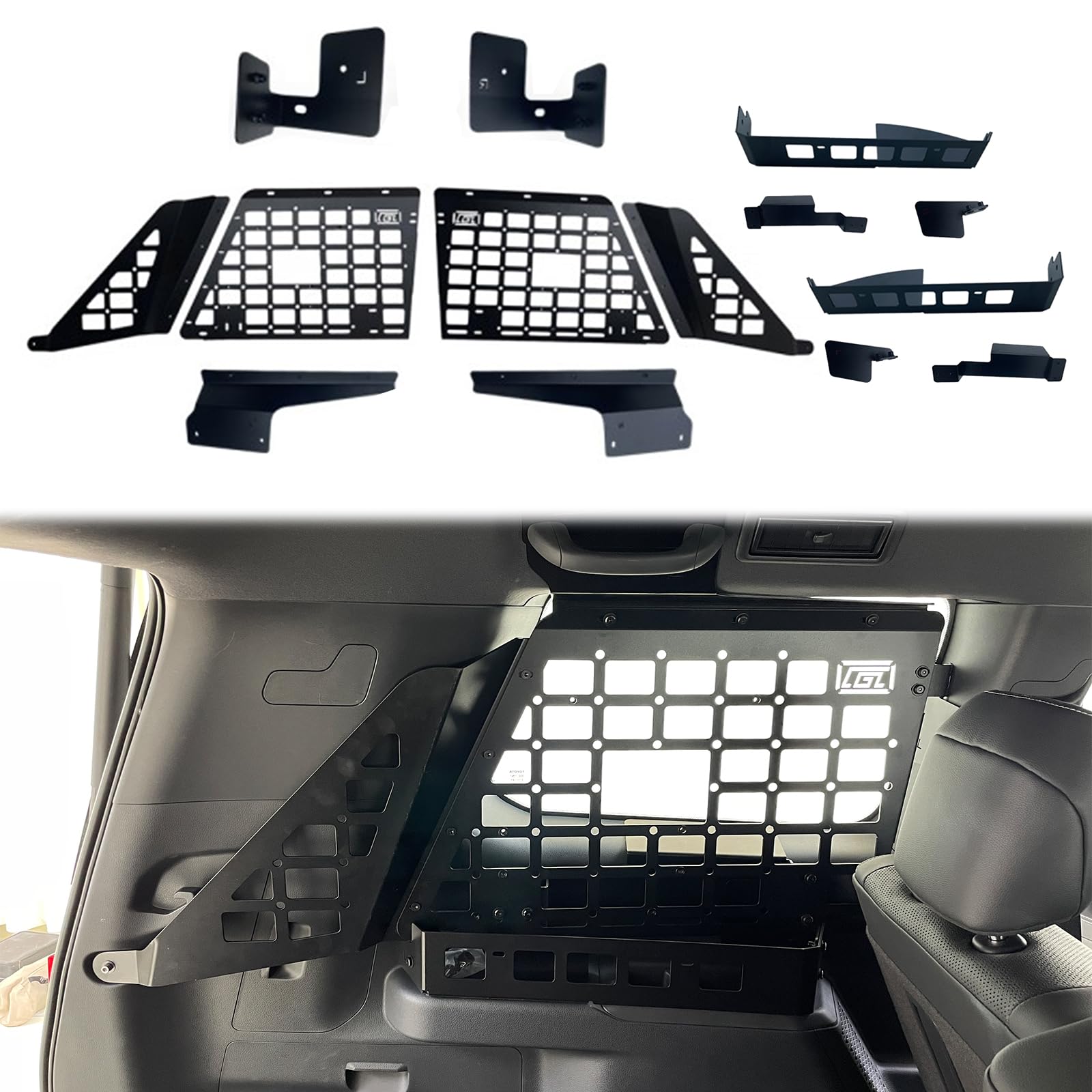 CTH for Toyota Land Cruiser LC250 2024 2025 Rear Side Window Modular Storage Panel System Trunk Organizers Storage Bracket Luggage Holder Shelf Kit Rear Trunk Storage Box 1 Set