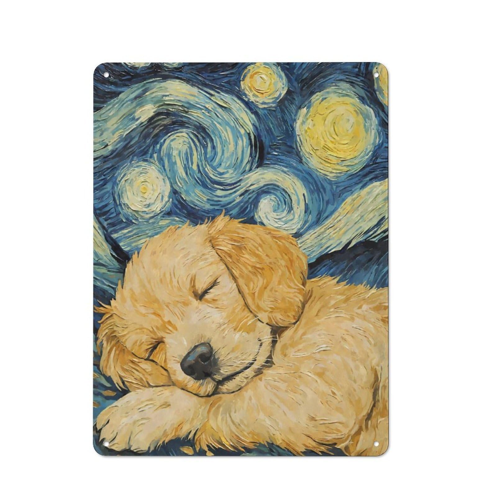 Junmoney Golden Retriever Puppy Metal Wall Sign 40X30cm, Rustic Decor For Hallway Wall, For Metal Sign Collectors, For Garage And Workshop Walls