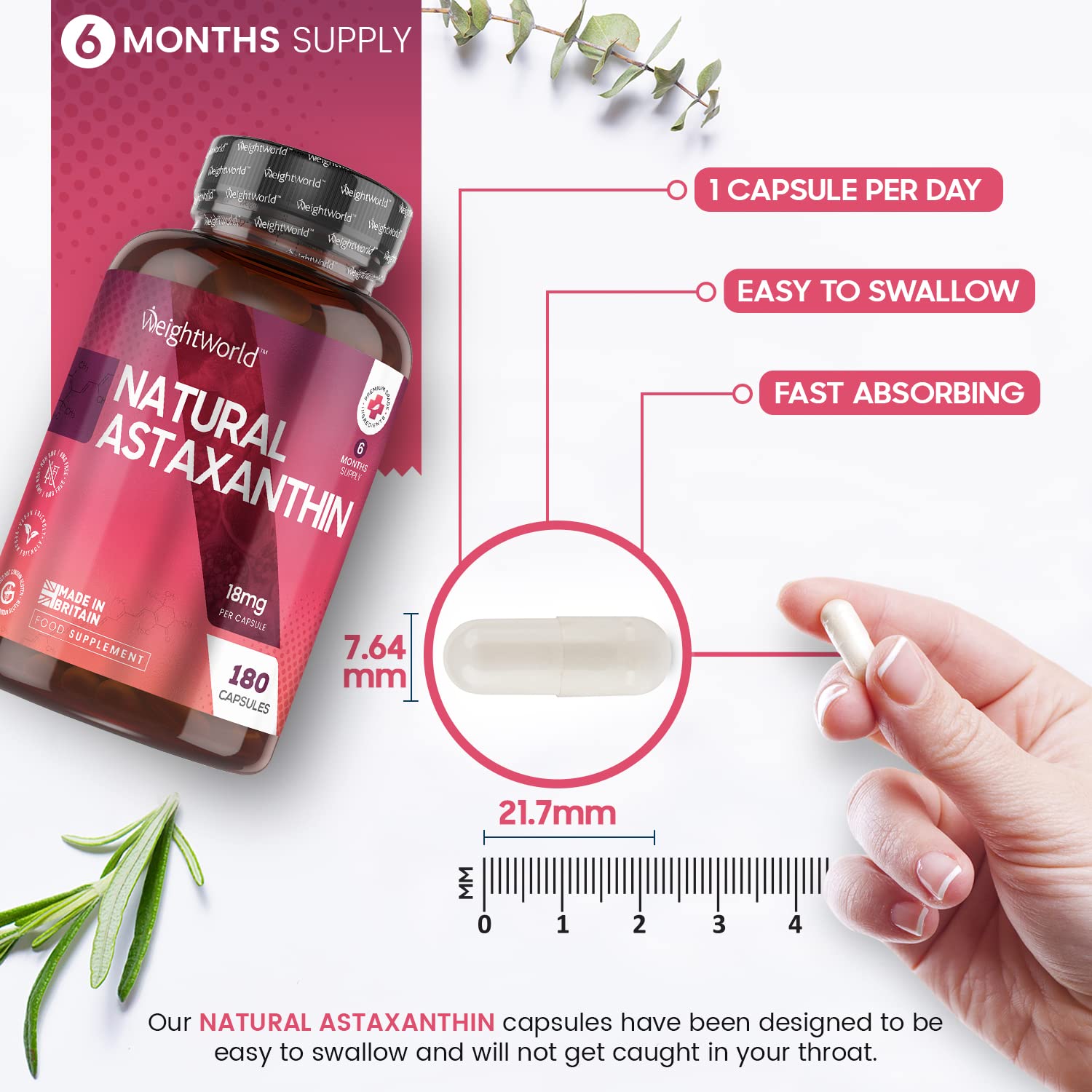 Astaxanthin 18mg 5 Oil 180 Vegan Astaxanthin Capsules (6 Months