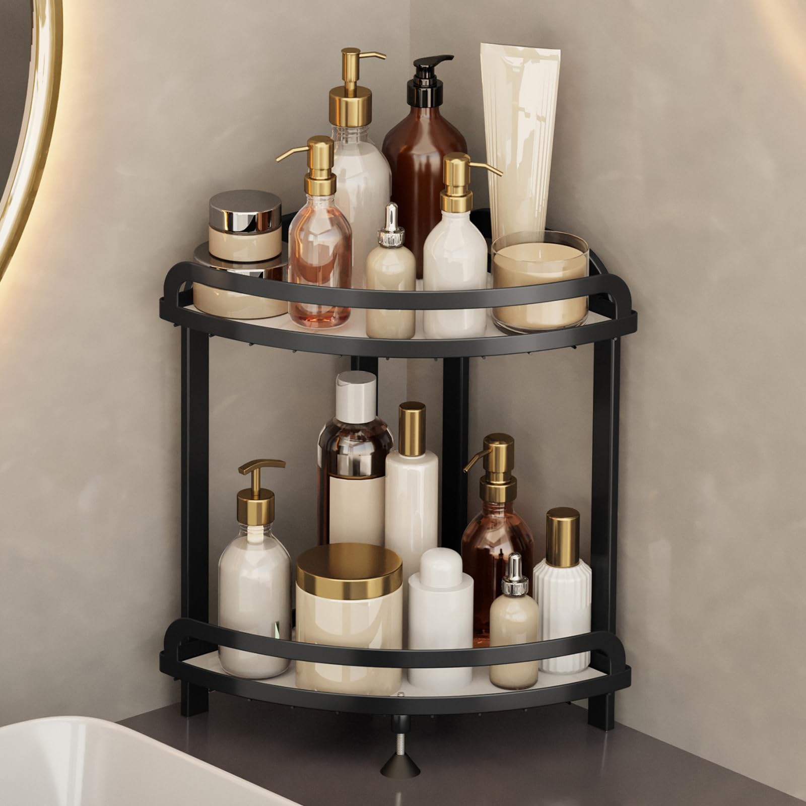 Badezimmer-Organizer 2-stufig Aus Acryl – Eckregal Für Make-up, Küche, Kommode, Mit Rutschfesten Matten