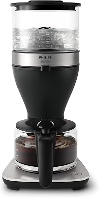 Philips Café Gourmet Cafetera de Goteo – 1.25L, hasta 15 Tazas, Boil & Brew, Negro/Plateado (HD5416/60)
