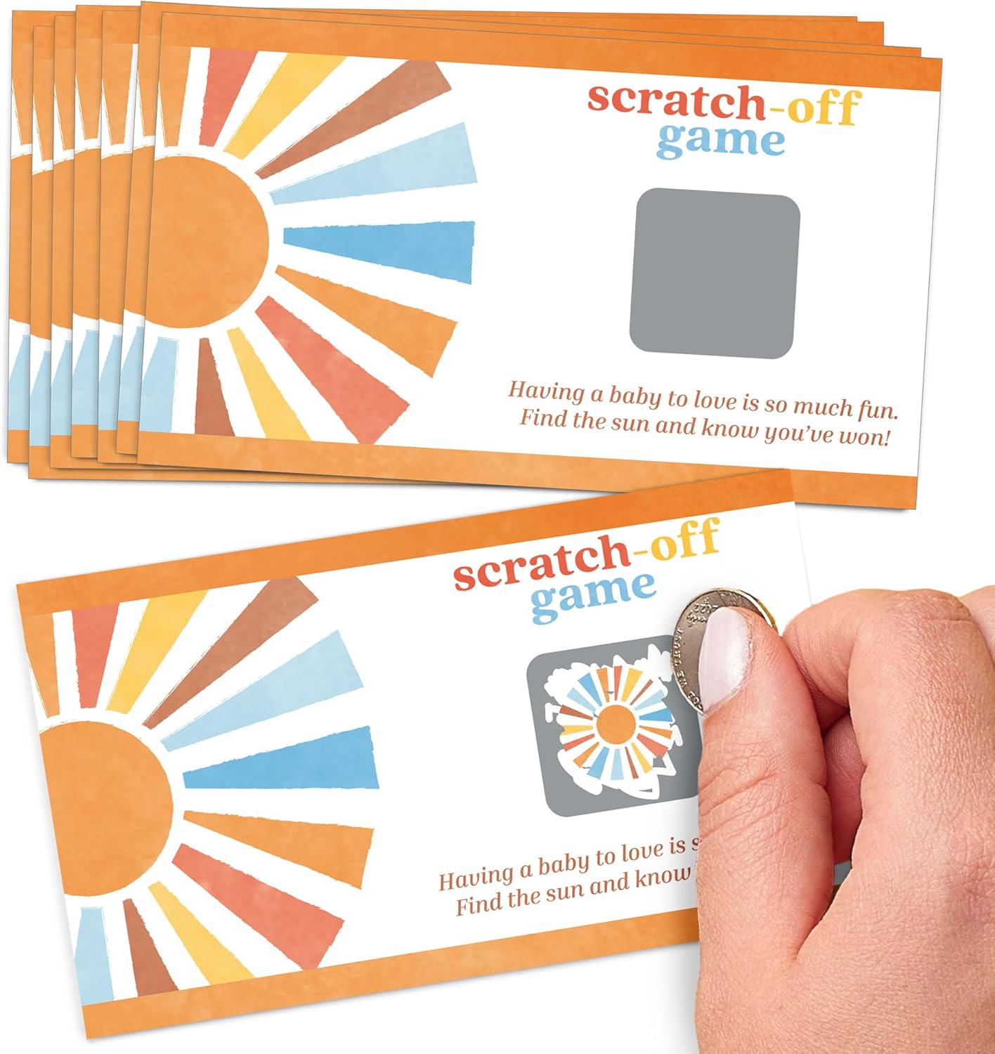 Big Dot of Happiness Rascadores retro para baby shower, Here Comes The Son Boy Boho Party Game – 22 unidades