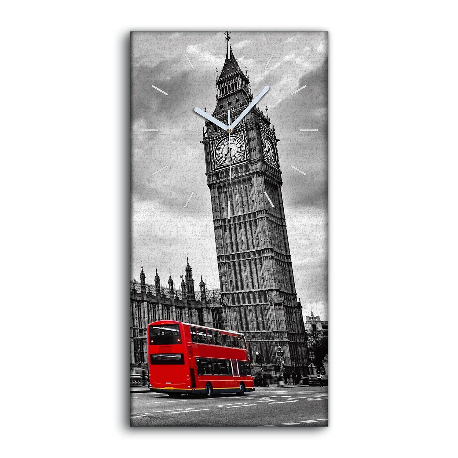 Image Art Moderne Horloge sur Toile London Eye Rouge Bus sans Tic Tac