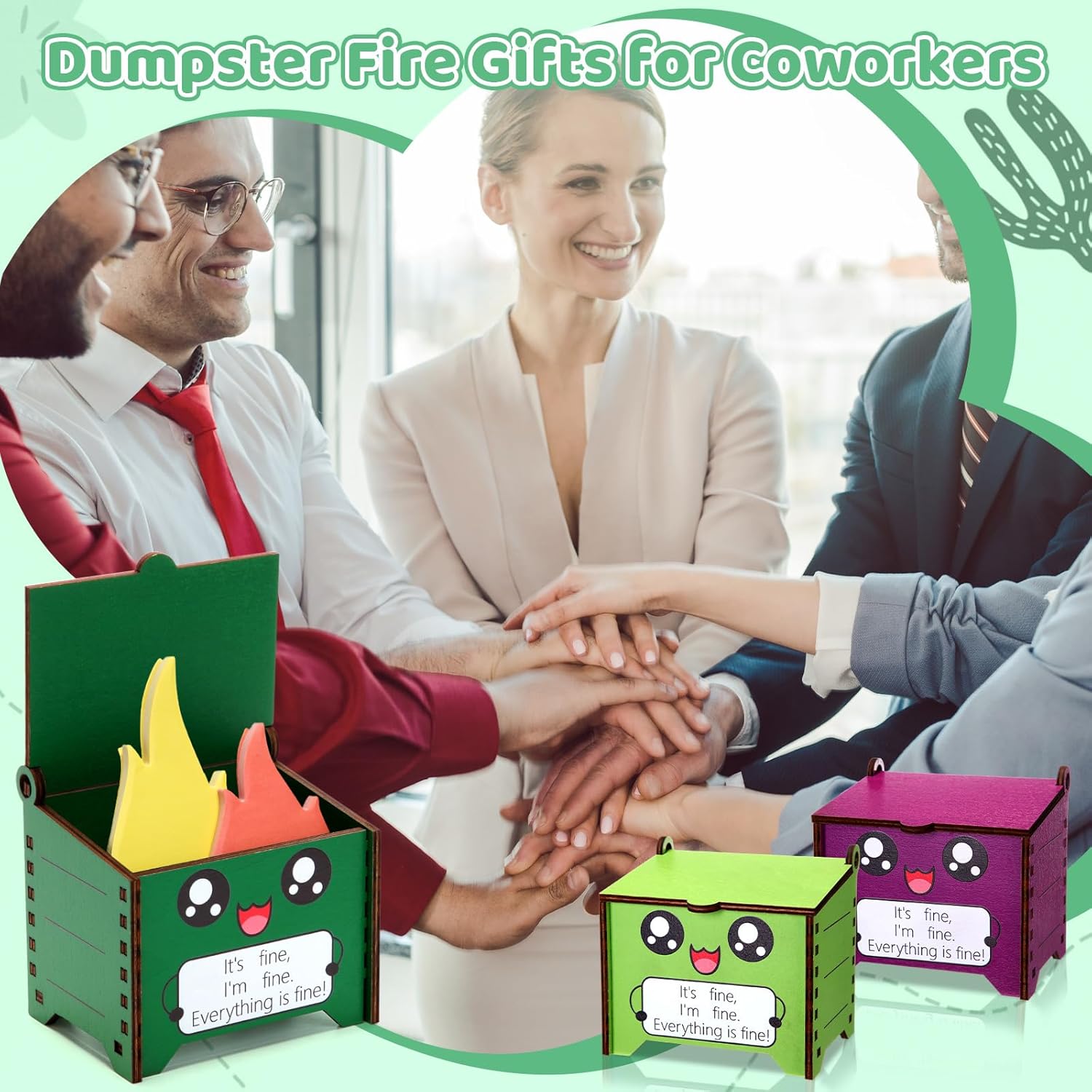 Sherr 6 Sets Funny Employee Appreciation Gifts Bulk Dumpster Fire Pencil Holder with Flame Note Cards End of Year Teacher Gift Dumpster Fire Desk Accessories for Coworker (Muticolor)