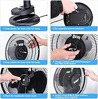 Vista 7 de BEYOND BREEZE Oscillating Table Fan Quiet 3-Speed 12-Inch Adjustable Tilt Fan with Safety Grill, Ideal for Home, Office, Dorm, Black