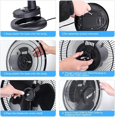 Miniatura 7 de BEYOND BREEZE Ventilador de mesa oscilante, silencioso ventilador de inclinación ajustable de 3 velocidades de 12 pulgadas con parrilla de