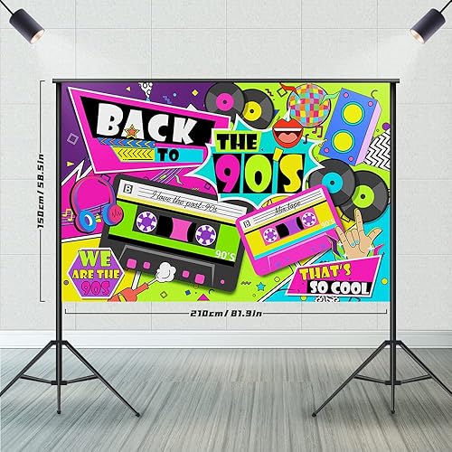 Miniatura 2 de Telón de fondo de regreso a los años 90 para decoraciones de fiesta, 7 x 5 pies, fondo retro de fotografía de graffiti hip-hop para fiesta de