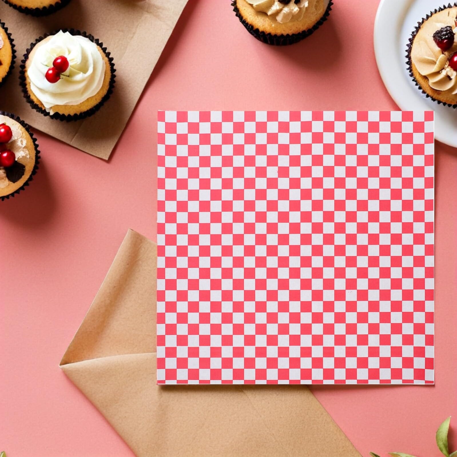 500 Fogli Carta da Forno Antiaderente Carta Oleata Resistente al Grasso con Motivo Quadri Rossi per Avvolgere Sandwich Hamburger Alimenti da Cucina per Picnic Cottura senza Sporco