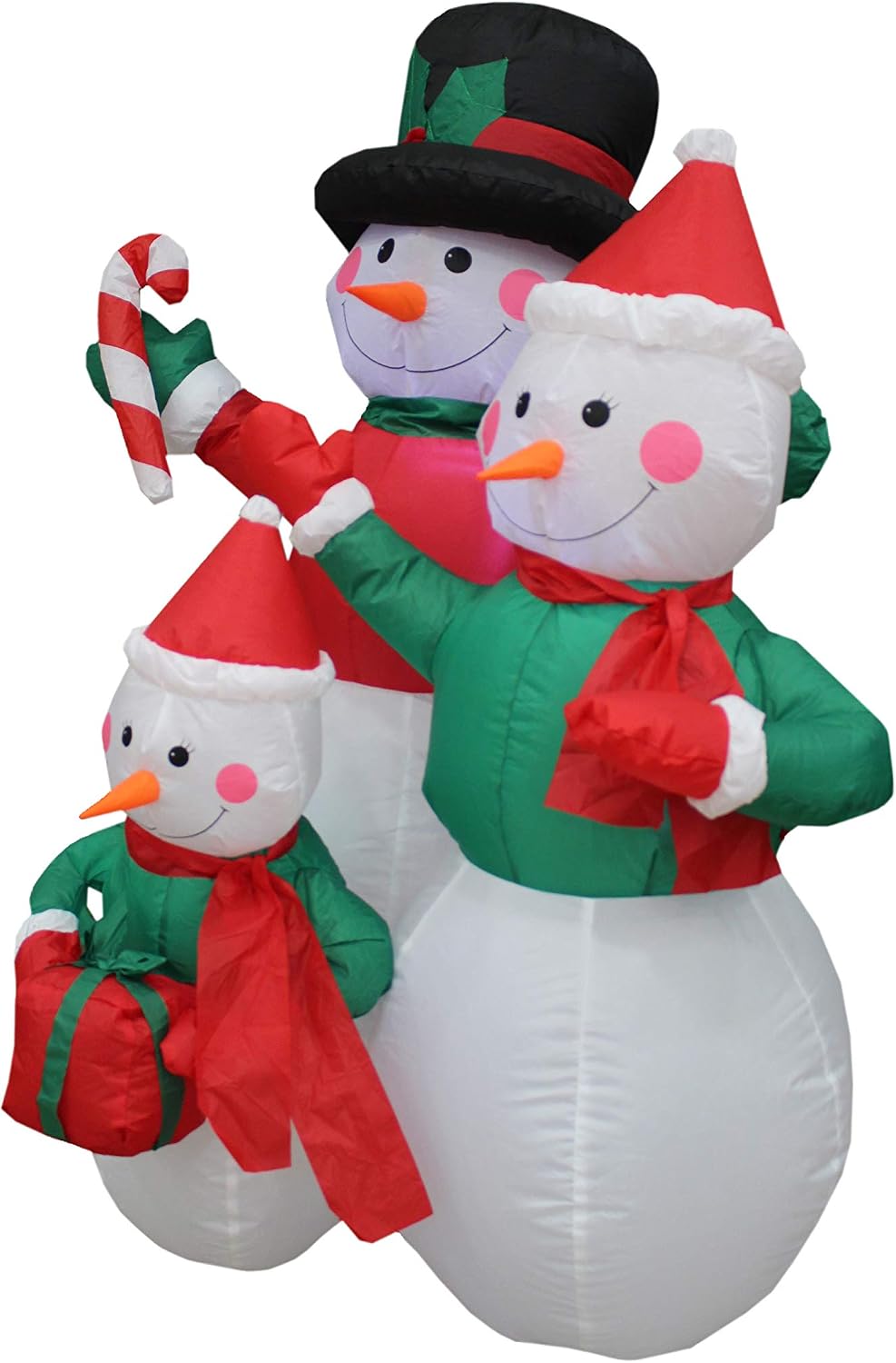 4 FT Lighted Christmas Inflatable Snowman Family – Outdoor Indoor Holiday Decoration with Built-in LED Lights Self-Inflating Blower Weather-Resistant Blow-Up Yard Display for Home Lawn Family Decor