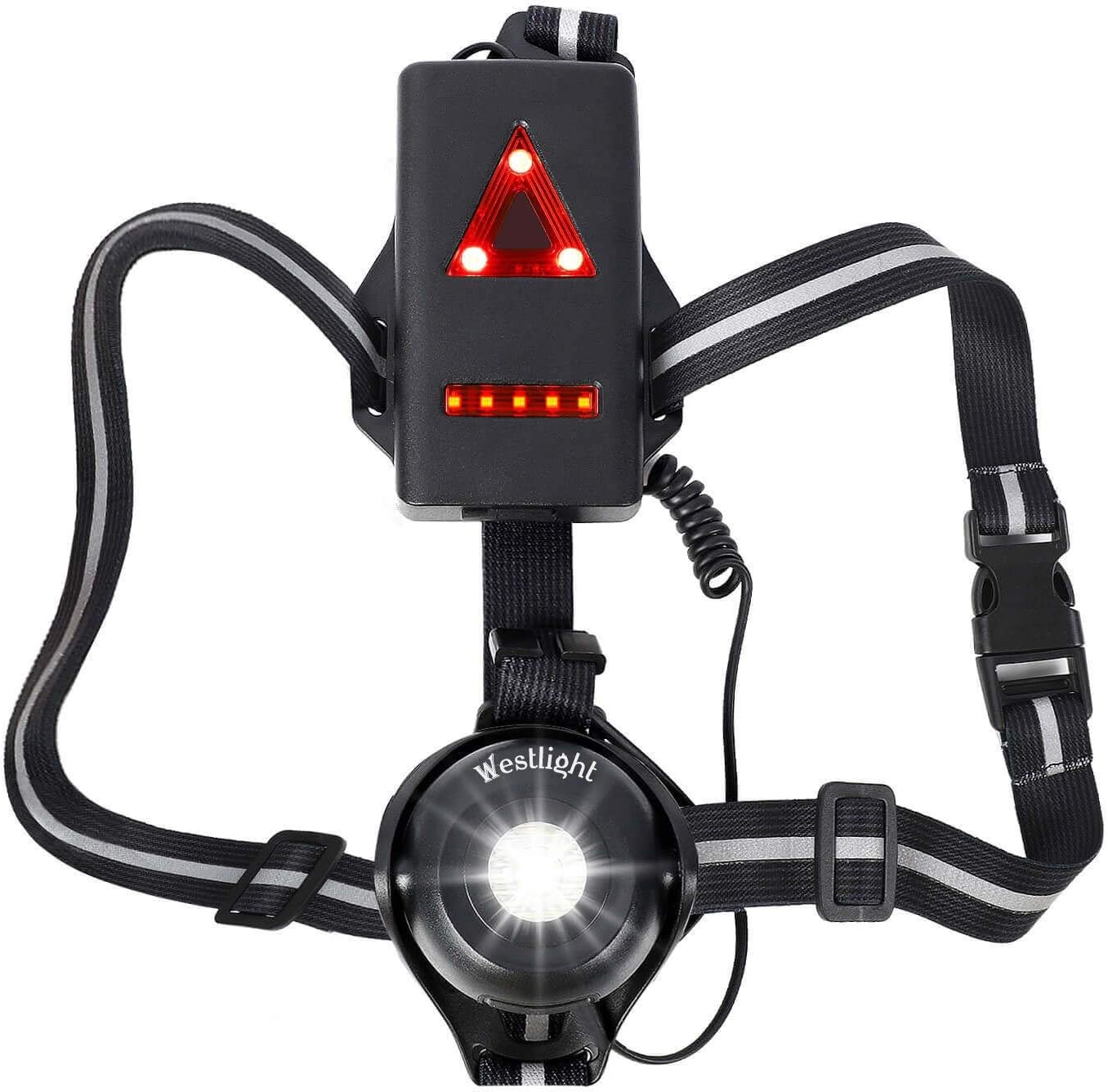 XI QI Chest Running Lights for Runners Walking Light, 500 Lumen 90° Adjustable Beam Outdoor Led Chest Torch with Back Safety Lights, Gifts for Runners