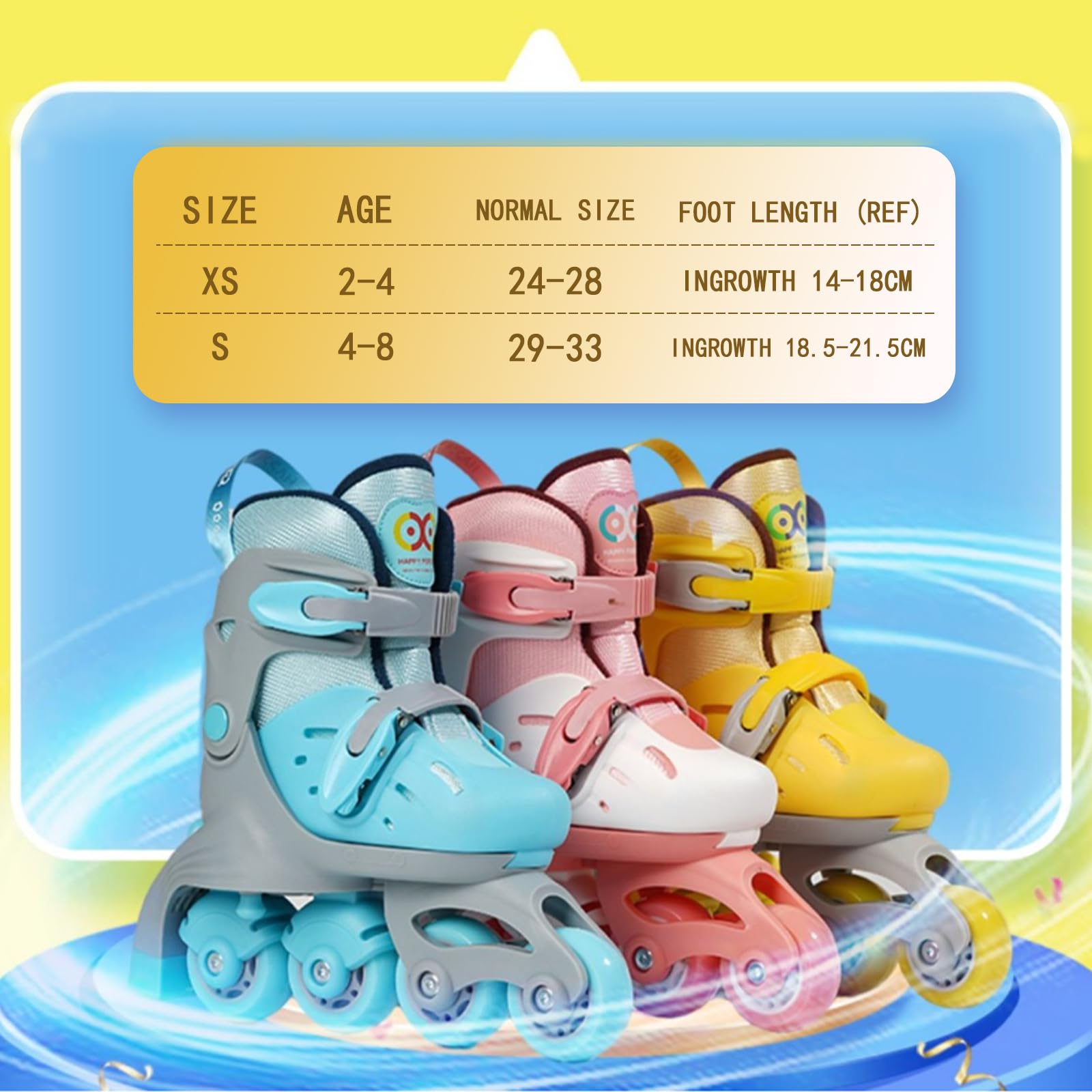 Adjustable Roller Skates for Girls and Boys, Beginner and Advanced Modes, Glitter Wheels, Thickened Support, Strong Bearing Capacity (Pink, XS(Ingrowth 5.91-7.28in 2-4 Years Old)