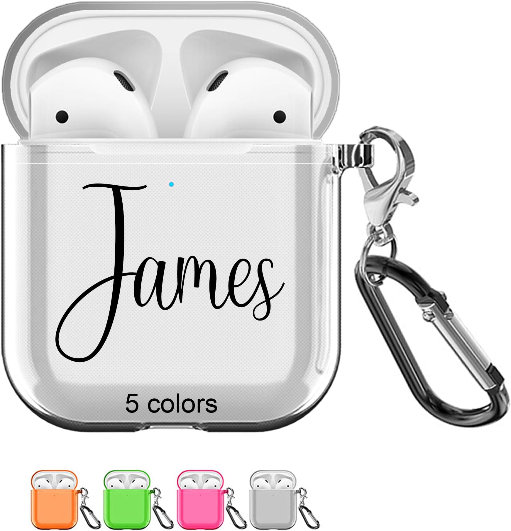SHUMEI Custom Name AirPods Case for Apple AirPod 2 and 1, Personalized Gift Shock Absorption Soft Clear TPU Cover DIY Relief