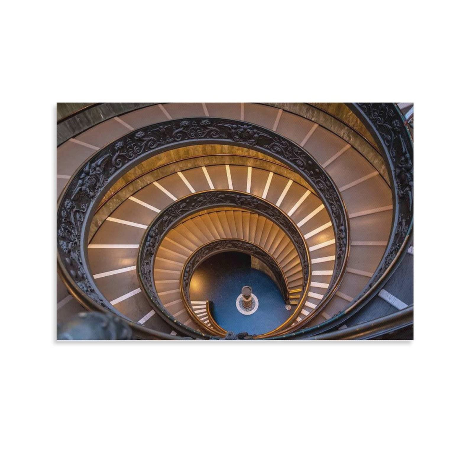 Vatican Museums Stairs, Vatican Spiral Staircase, Italy Print, Gold Frame Canvas, Vatican Museum Pri Canvas Art Poster And Wall Art Picture Print Modern Family Bedroom Decor Posters 16x24inch(40x60cm)
