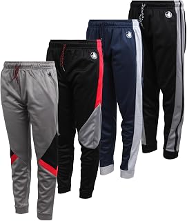Body Glove Boys Tricot Joggers 4-Pack: Soft Stretch Active Sweatpants for School and Sports