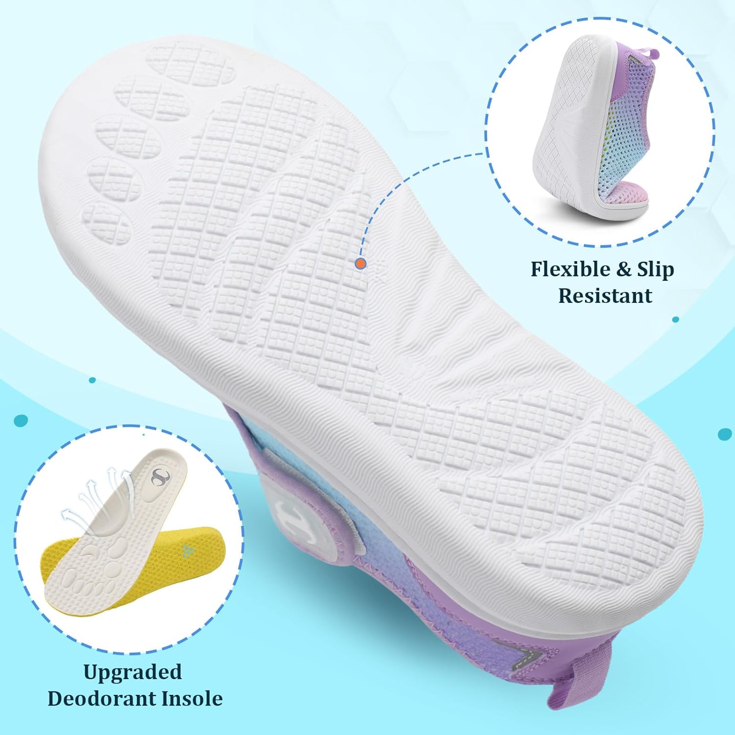 Scurtain Womens Water Shoes Comfortable Wide Barefoot Walking Shoes Quick-Dry Beach Pool Shoes Summer Breathable Casual Flat Sandals