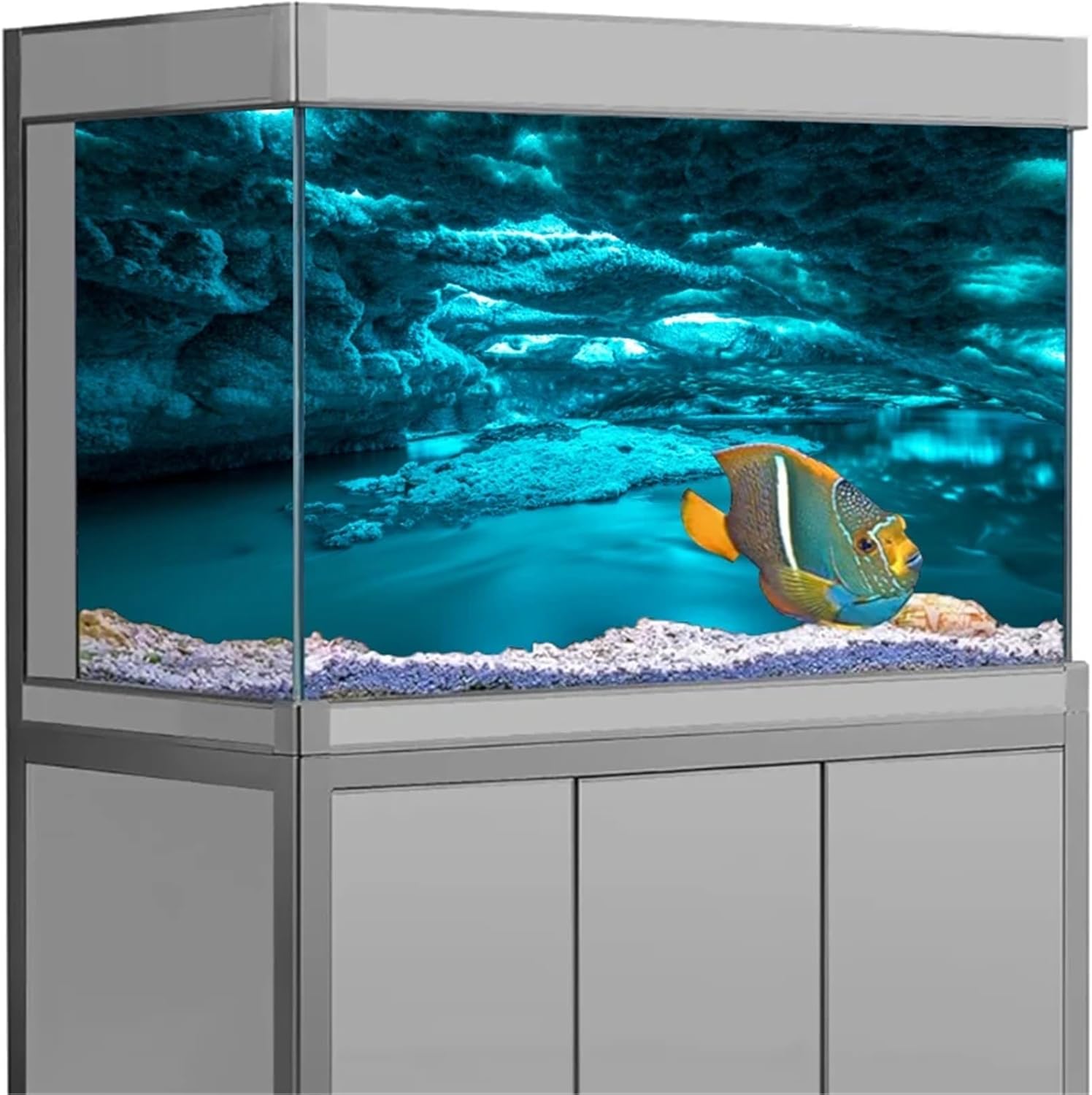 Aquarium Background Fish Tank Decor Aquarium Background Sticker,Cloud HD Printing Wallpaper PVC(White,54x122cm)