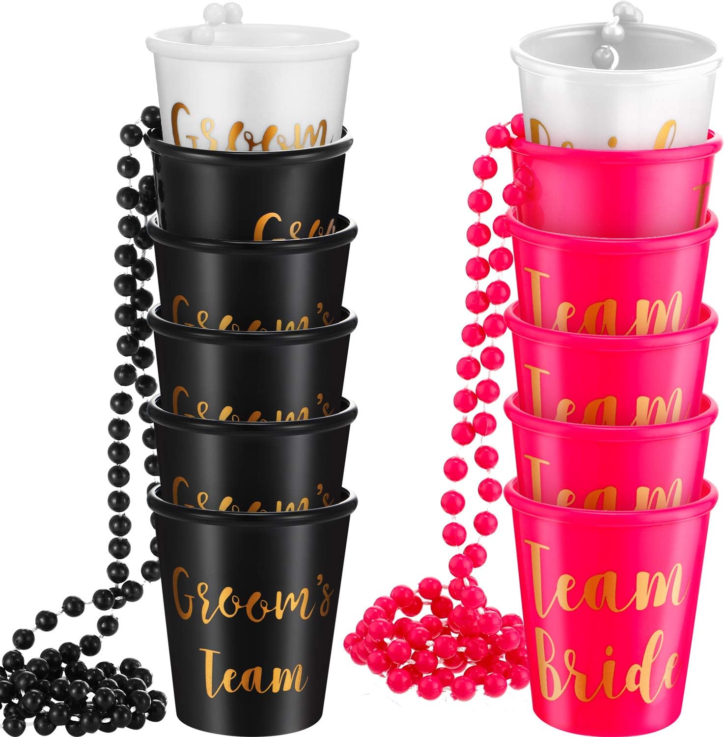 Maitys 12 Pcs Shot Glass Necklace Bride Groom Bachelorette Team, Stylish
