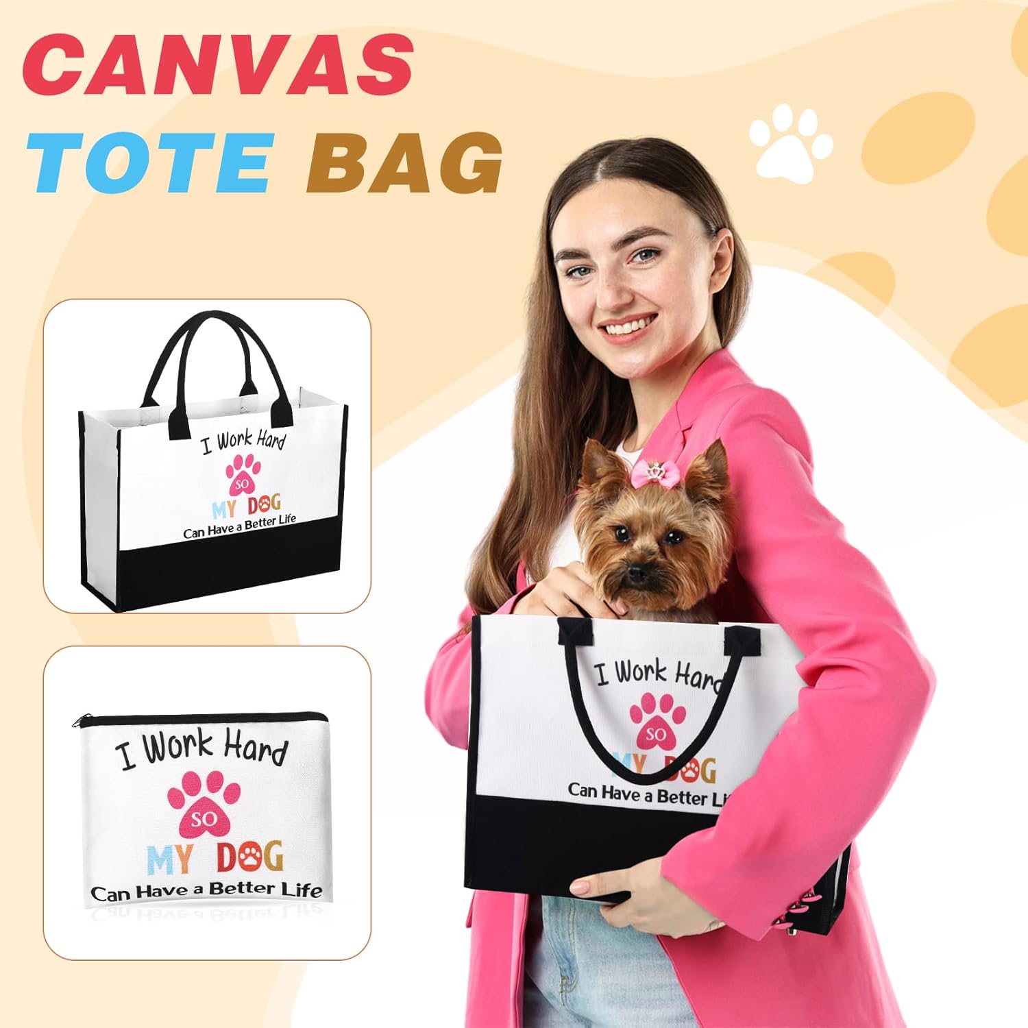 Zopeal Christmas Dog Mom Gifts for Women Birthday Dog Lover Gifts Include 16 oz Tumbler Makeup Bag Canvas Tote Bag Aromatherapy Candle Socks Bracelet Keychain Card for Appreciation