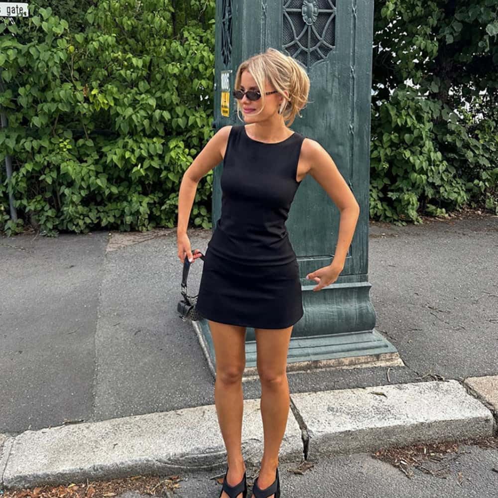 YOXUA Women Casual Bodycon Mini Dress Sleeveless Basic Party Club Tank Hip wrap Dress - Image 6