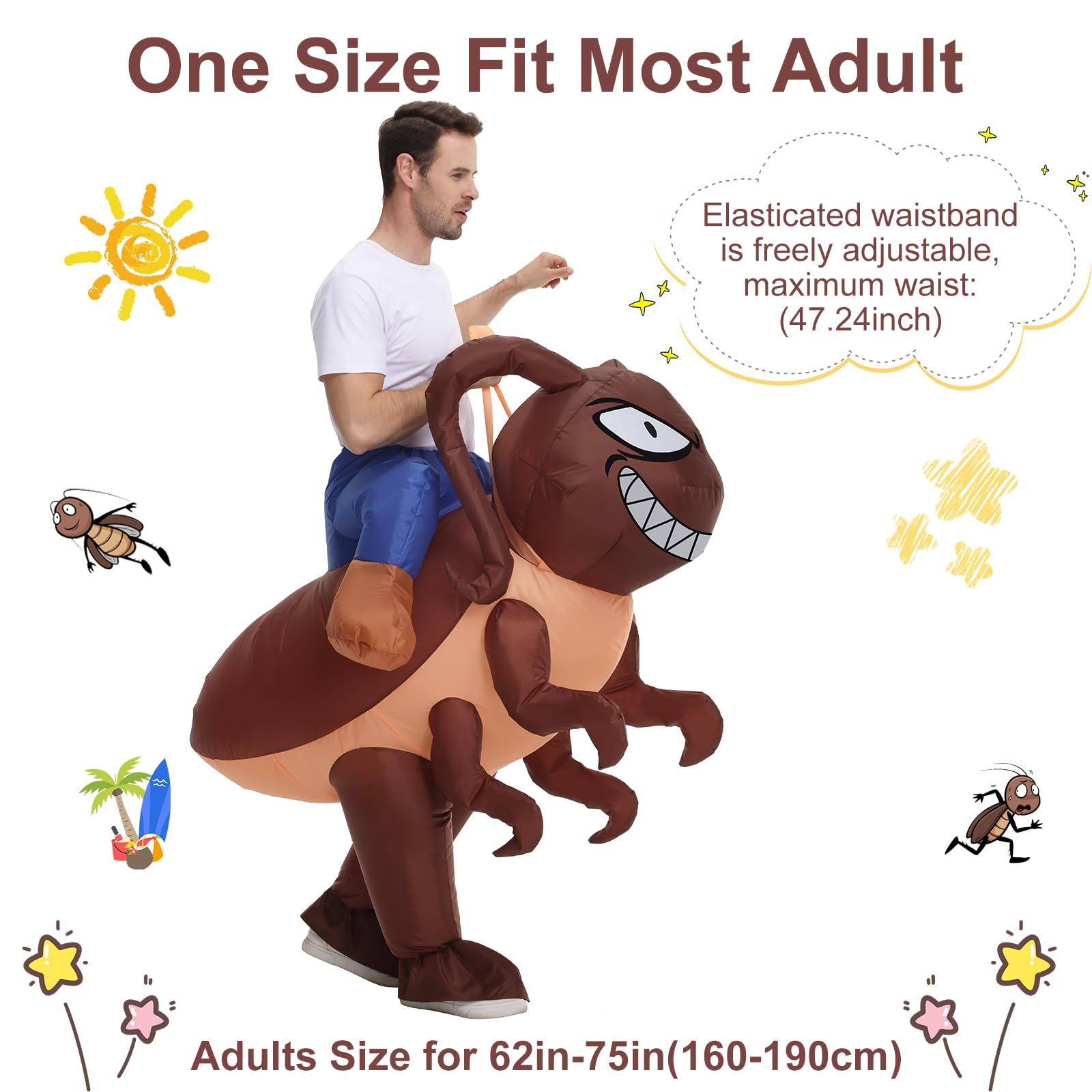 Disfraz inflable de cucaracha, disfraz de cucaracha para adultos, hombres y mujeres, disfraces de Halloween, disfraz inflable de cucaracha para niños, fiesta de cosplay