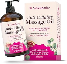 Anti-Cellulite Massage Oil with Collagen Stem Cells Fast-Absorbing Hydrating Body Oil for Thighs, Hips & Curves, Firming and Smoothing Formula with Grapefruit Lemon & Eucalyptus Essential Oils 8 Fl Oz