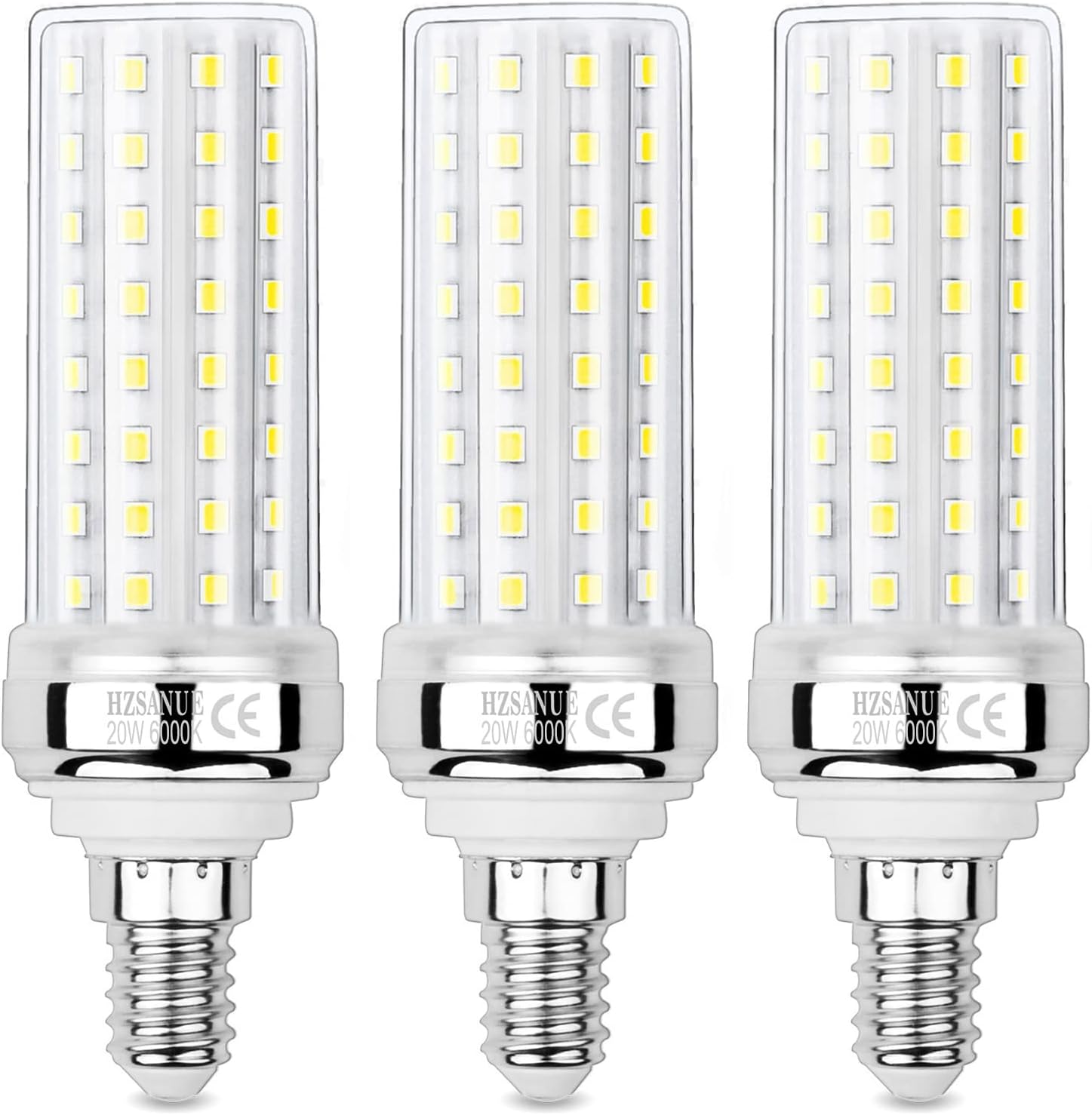 LED Corn Bulbs 20W,E14 Small Edison Screw Bulbs,2200Lm,6000K Daylight White,150W Incandescent Bulbs Equivalent,Pack of 3