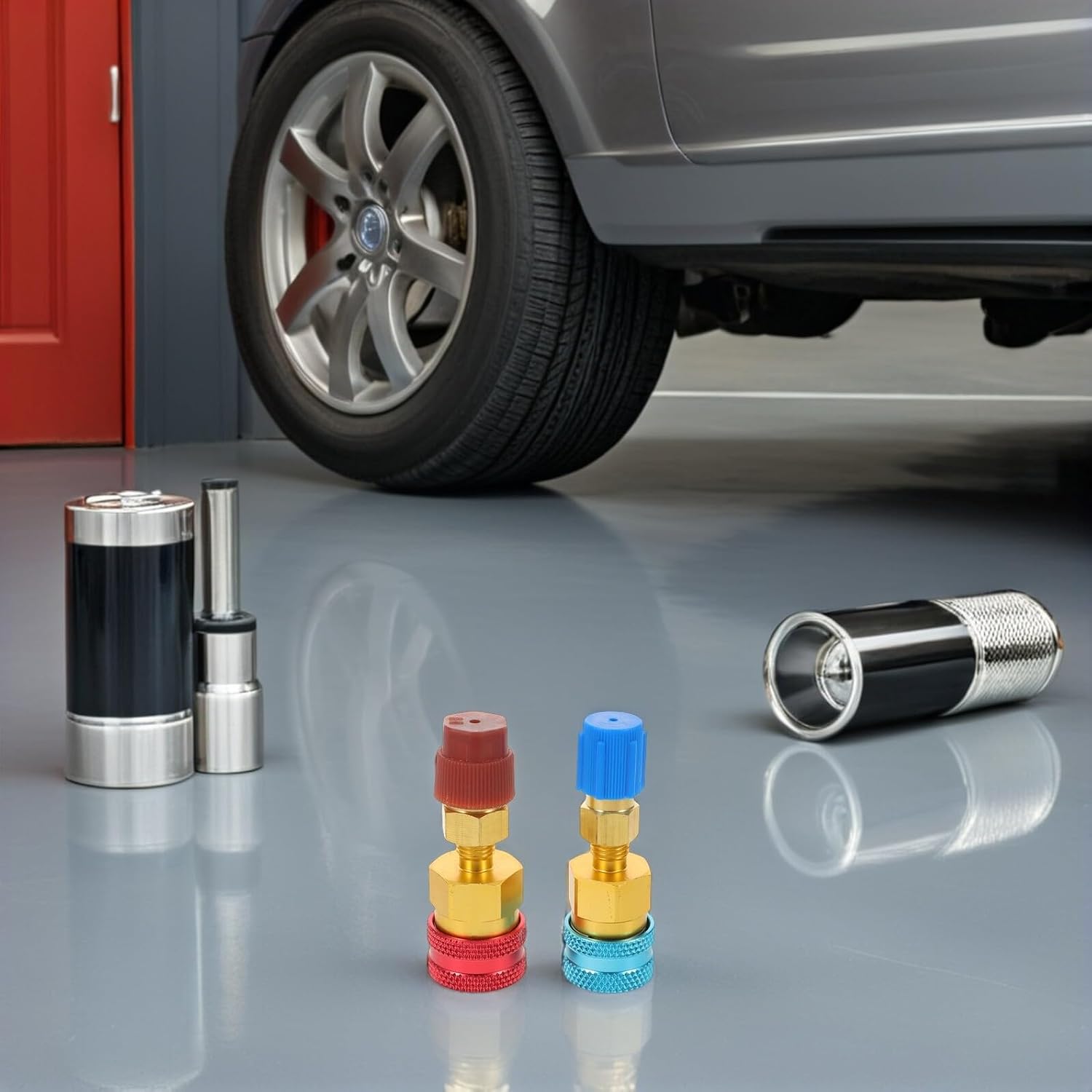 Levemolo R1234yf Refrigerant Adapter Kit with Qc14h/l Quick Couplers and Ad51/52 Air Conditioner Hose Fittings for Car Ac Repair and Low Side Connector