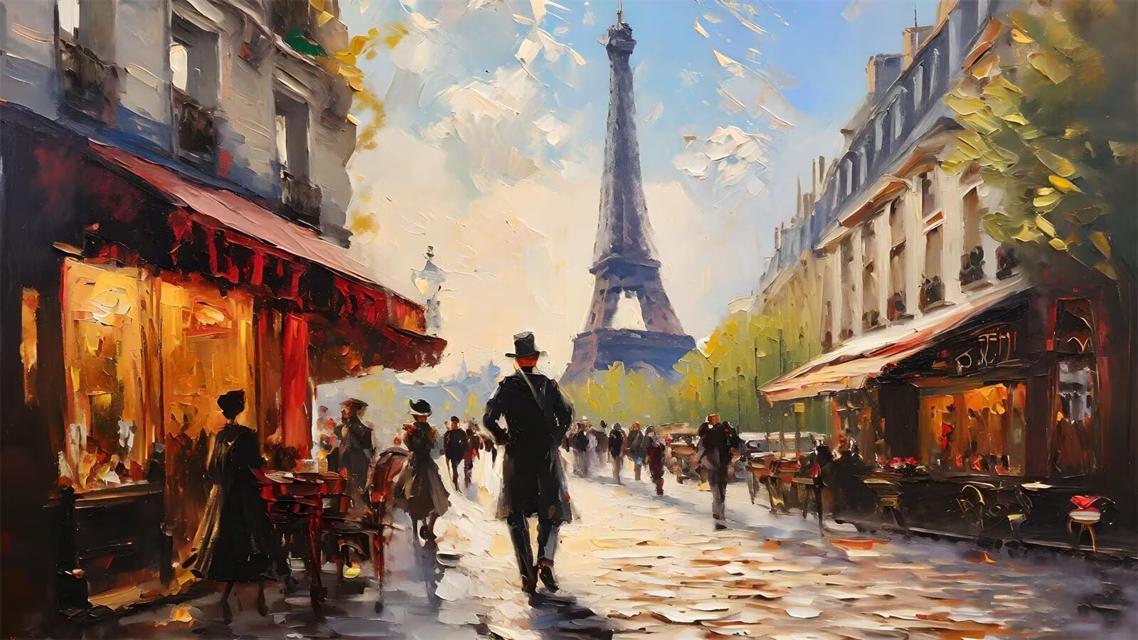 Kinntn Peinture Diamant Adulte, 5D Paris Diamond Painting Complet, DIY Paysage Diamond Painting Adulte, Diamant Painting Strass Point de Croix Cristal Painting pour Murale Décoration Cadeaux 90x50cm