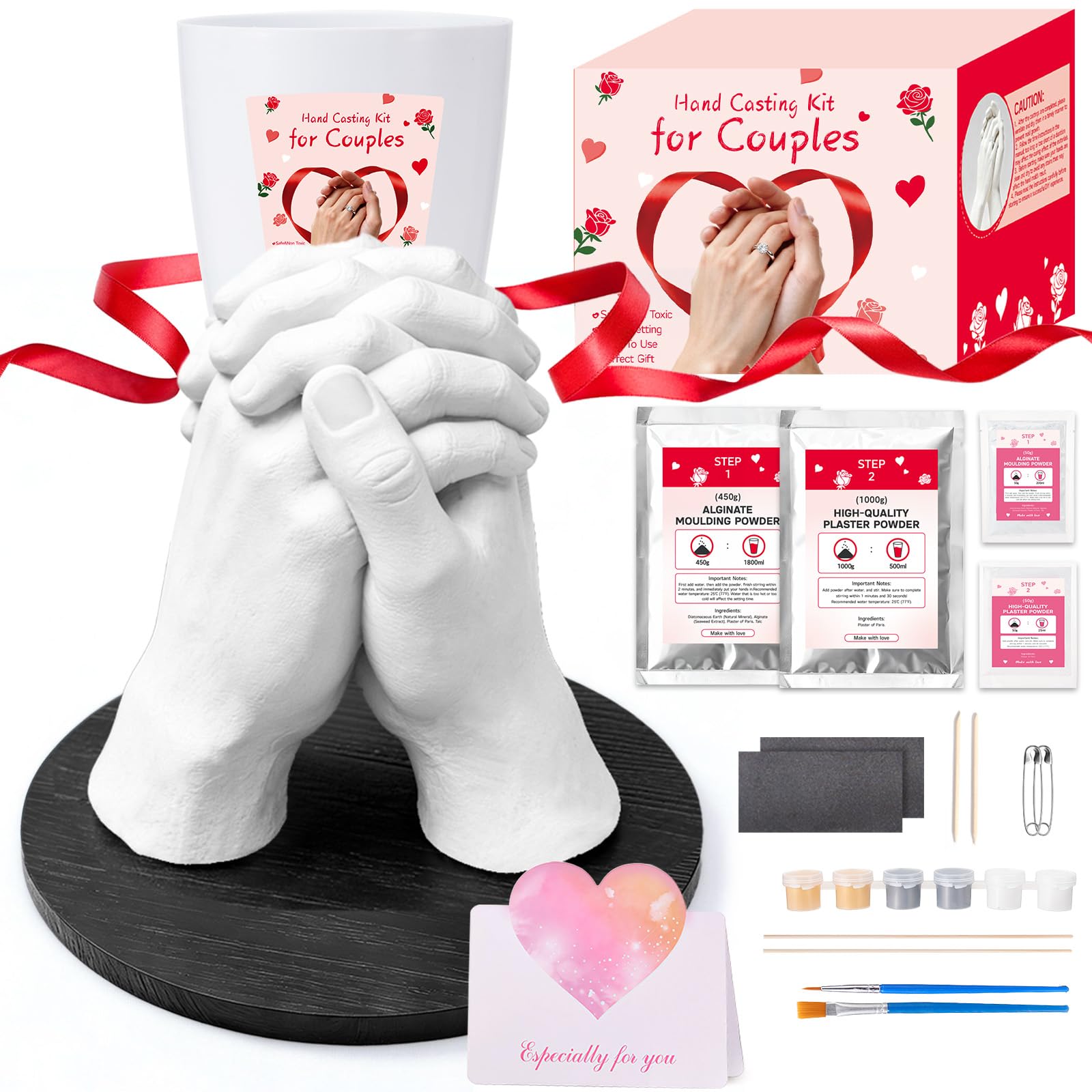 3D Hand Casting Kit, Hand Moulding Kits Couple, Easy-to-Use & Skin-Safe 3D Hand Mold Casting for Adults Keepsake Mold Kit, Ideal Anniversary Wedding Birthday Gifts for Him or Her