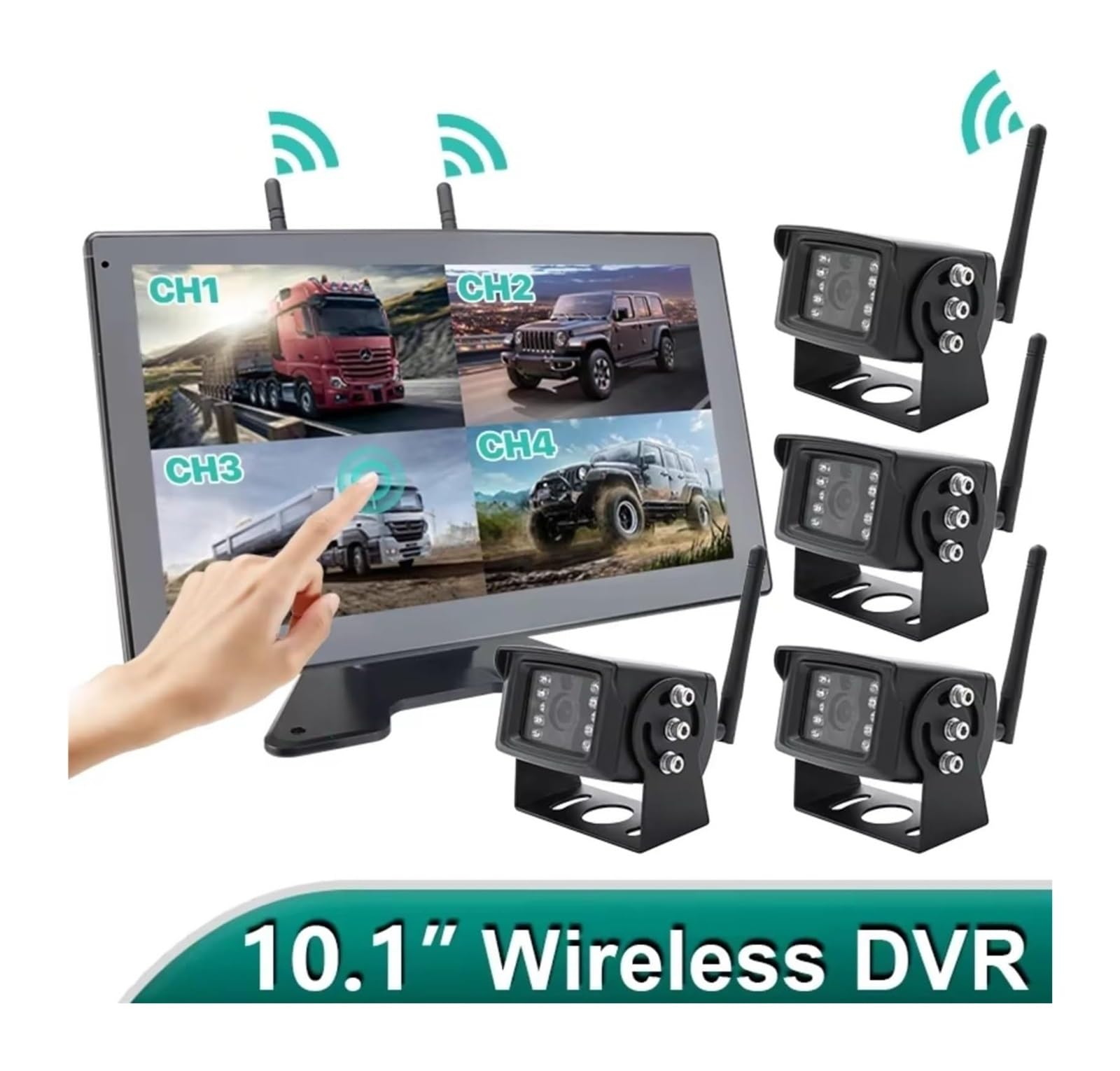 Grabadora DVR Digital Inalámbrica AHD 10'' Cámara Respaldo WiFi para Camiones Remolques Autobuses Autocaravanas Camionetas Cámara de Respaldo(Add 1 Camera,No SD Card)