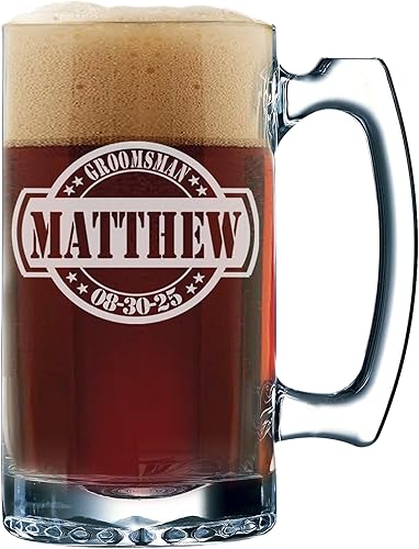 Miniatura 5 de My Personal Memories Juego de tazas de cerveza personalizadas para padrinos de boda y padrino - Estilo general 12 oz (7)