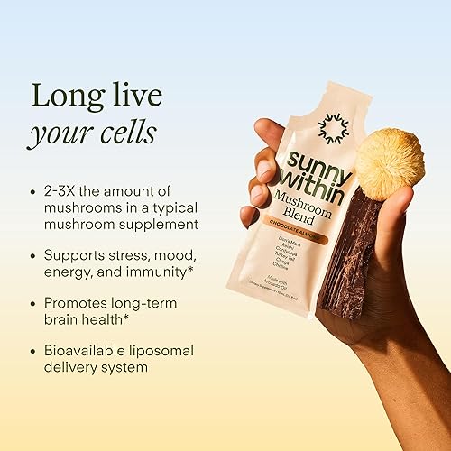Miniatura 2 de Shroom Bloom Hongo funcional 800 mg de cinco hongos Melena de león orgánica, Reishi, Cordyceps, cola de pavo, chaga Cerebro, estrés y apoyo
