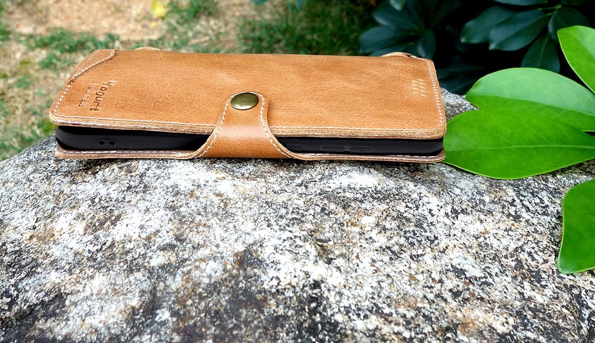 Yogurt Case for Samsung Galaxy S26 Ultra, Genuine Leather Wallet Cover for Samsung S26 Ultra, Handmade Brown
