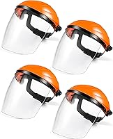 Tellegloww 4-Pack Orange Safety Face Shields for Grinding, Cutting & Woodworking - Impact Resistant Full Face Protection