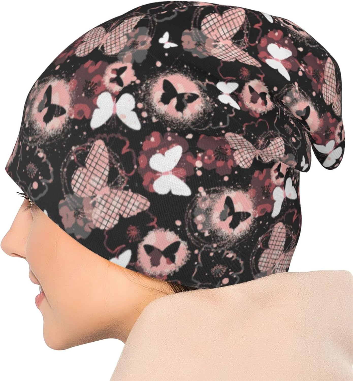 Butterfly Skull Beanie Chemo Hat for Adult Comfortable Soft Elastic Knitted Cap for Daily Travel Sports for Men Women image 5