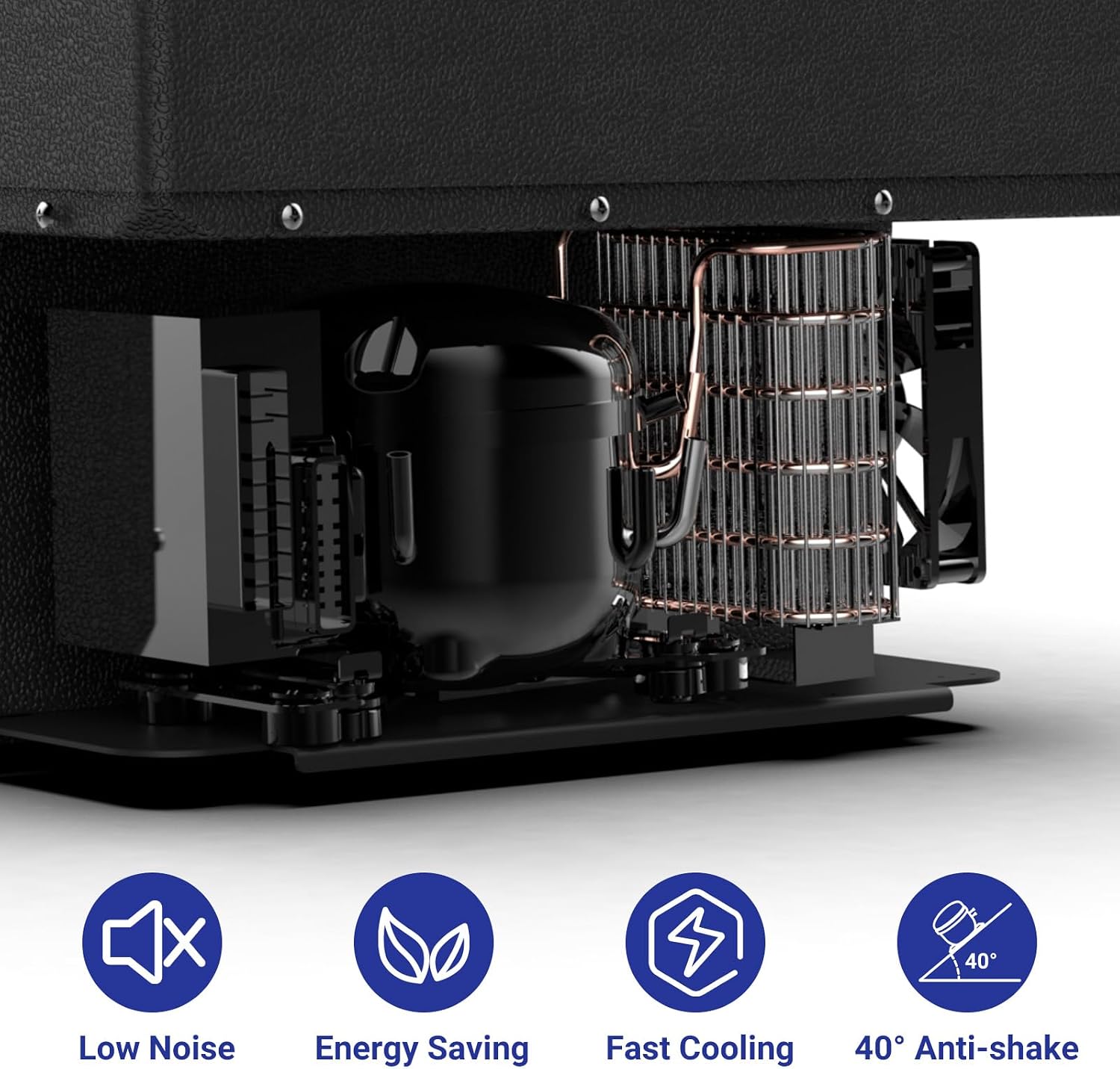 20L Portable Refrigerator/Freezer, DC 12V/24V Car Fridge with Compressor, Electric Cooler -4℉~68℉, Fast Cooling Compact Fridge for RV, Boat, Camping, Travel, Outdoor, Black
