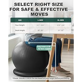 Trideer Exercise Ball for Office Desk, Yoga Ball Chair to Relieve Back Pain, Stability & Fitness Ball Seat with Base, Home Gym Core Workout, Abs, Stretching & Therapy
