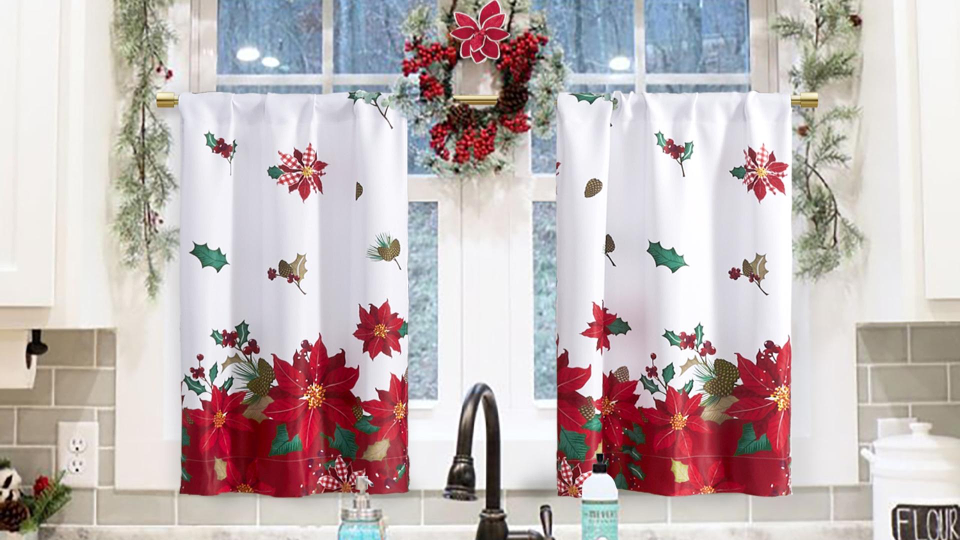 Amazon.com: Red Holiday Cafe Curtains 30 Inch Length for Bay Windows Living Room Blackout Winter Thermal Cold Blocking Christmas Decorations Window Treatment Valances Small Cabinet Curtains for Kitchen Over Sink : Home