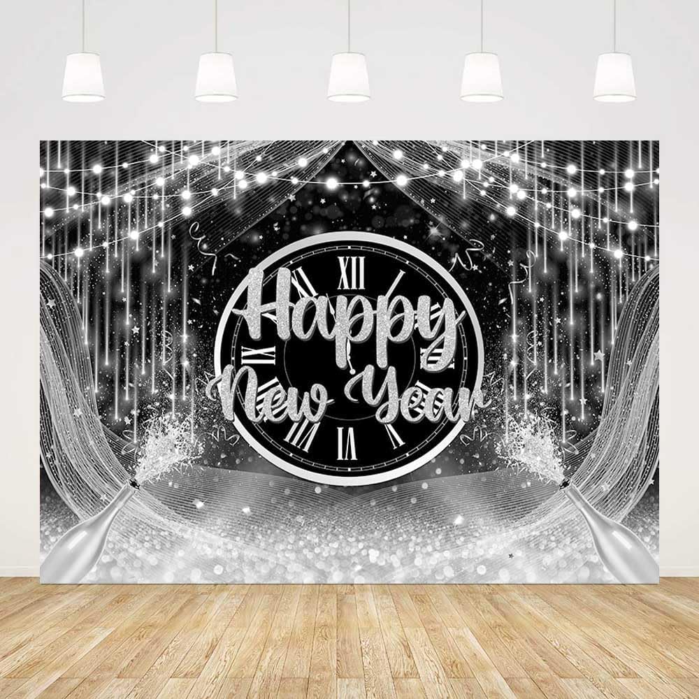 7x5ft Happy New Year Backdrop 2026 New Years Party Decorations Black ...