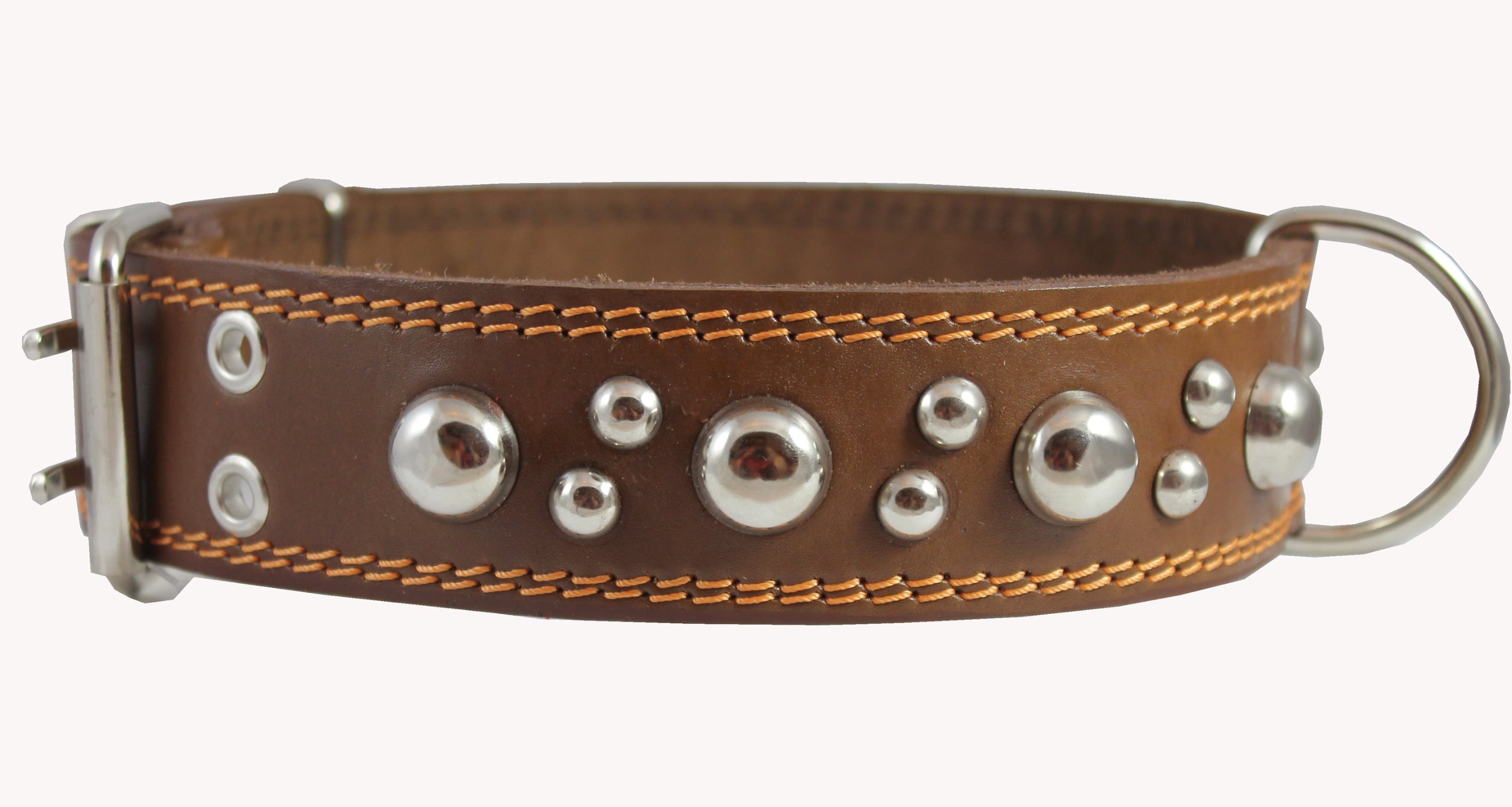 Extra Wide Studded Leather Dog Collar with Pyramids for Large Dogs