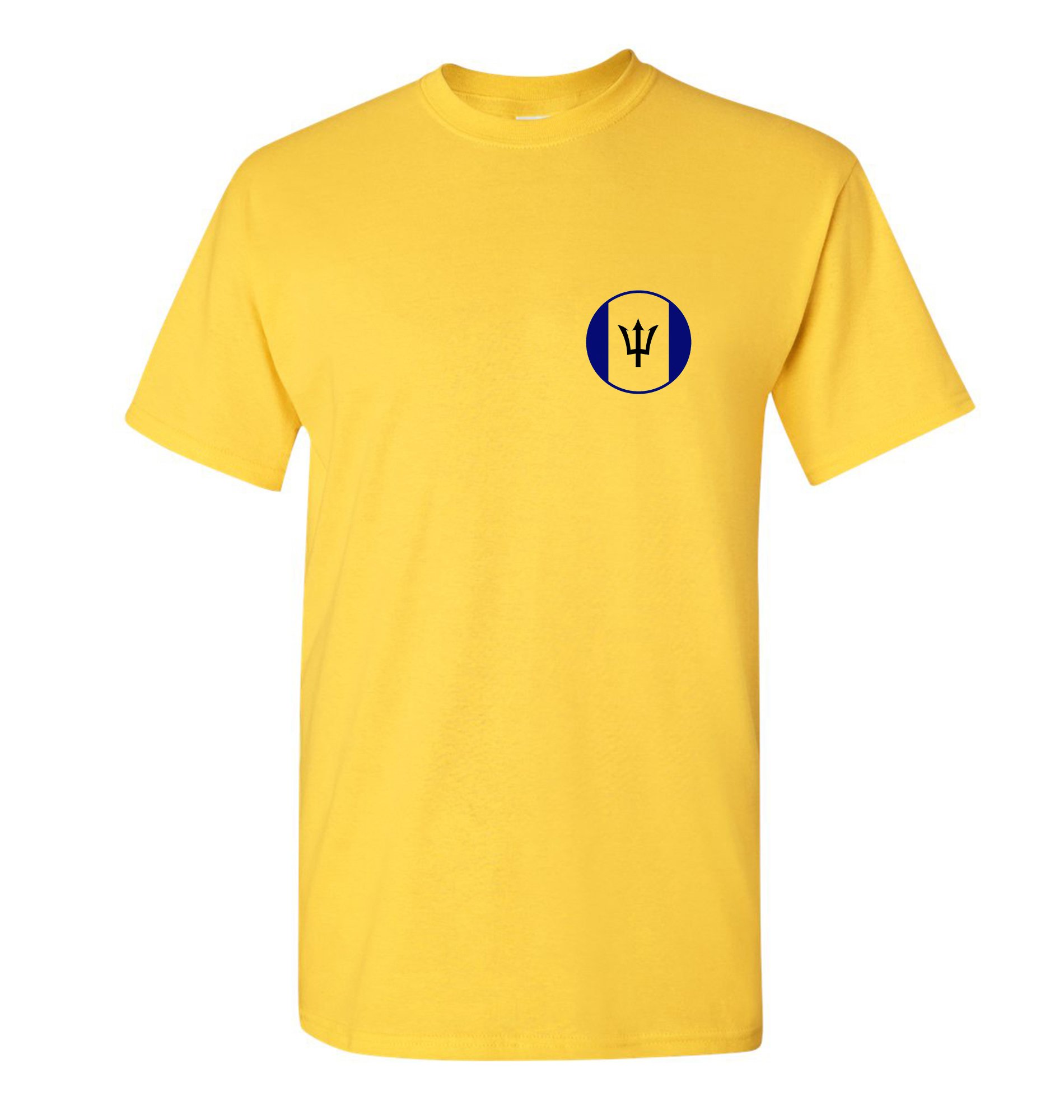Zappatee Men's Yellow Barbados Flag T Shirt Xl