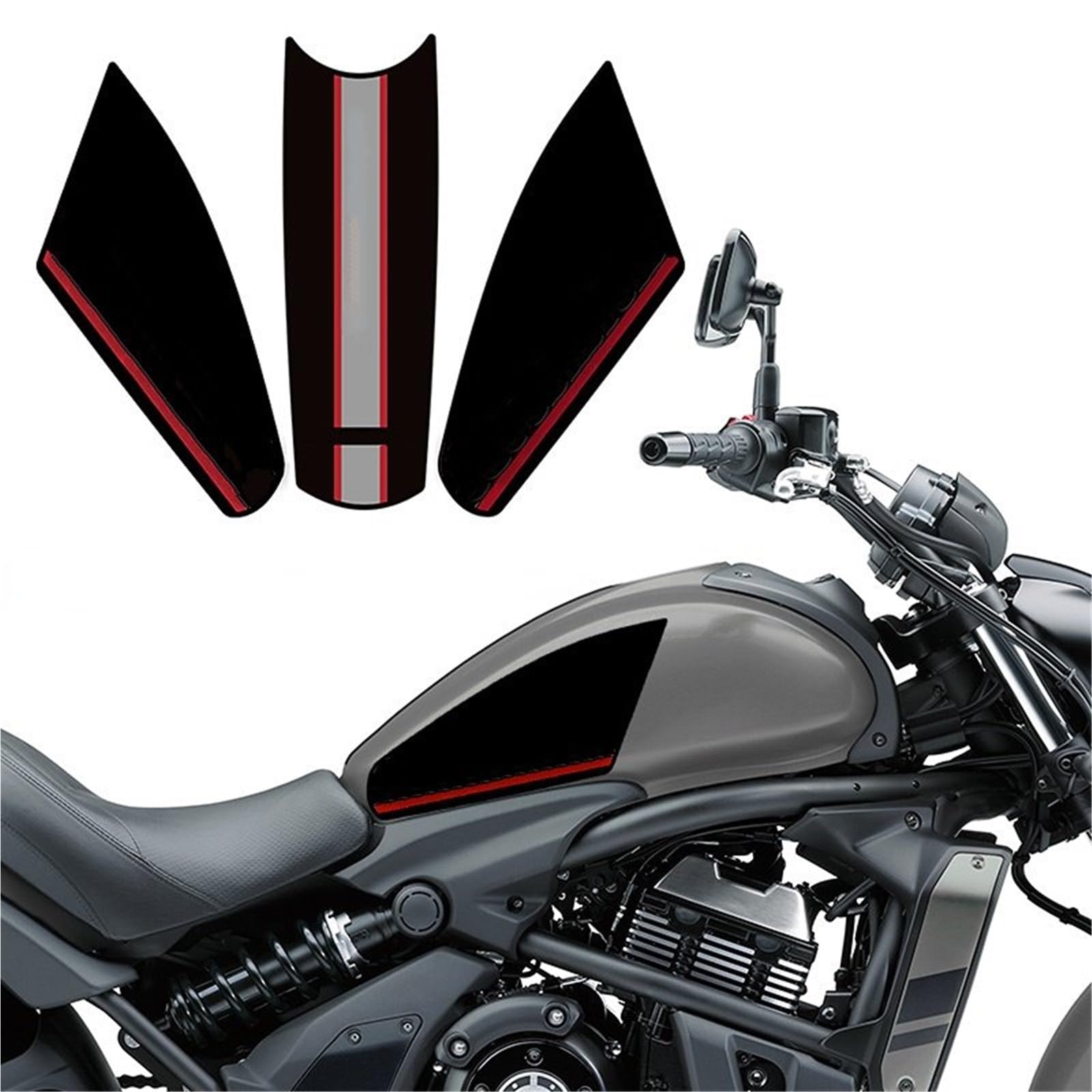 Decal Protection Motorcycle Body Fairing Sticker Tank Pads Gas Knee Grip Traction Protector for Kawasaki for Vulcans 650(Black 4)